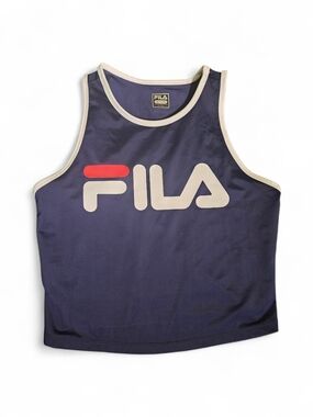 Fila Navy Blue Tank Top with Cream Trim and Red Detail